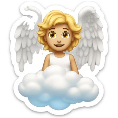 Un ángel sentado en una nube feliz moviéndose  sticker