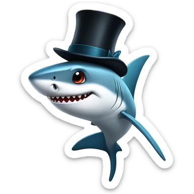 Shark with a top hat sticker