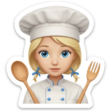 Blonde blue eyed female chef sticker