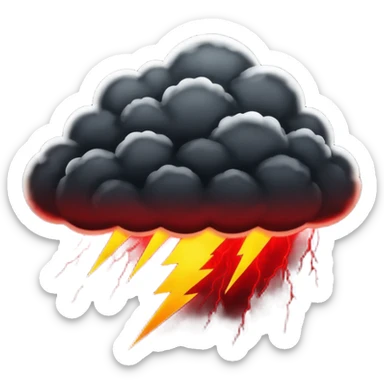 Black storm cloud with red lightning  sticker
