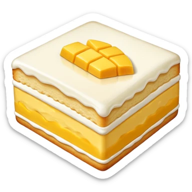 Piece of cake: vanilla biscuit, mango filling sticker