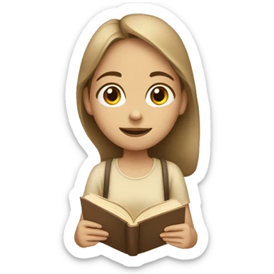 Girl reading a book. In beige tones  sticker