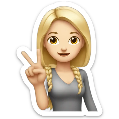 white girl showing 3 fingers up sticker