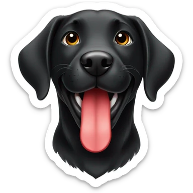 happy puppy black Labrador with red collar sticker