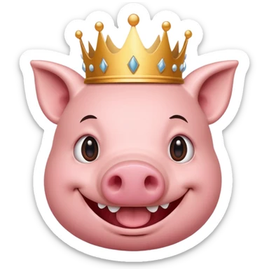 PIG SMILE LIKE CHARK FACE WITH CROWN  sticker
