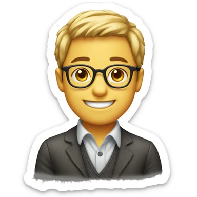 smiling boy in glasses portrait emoji sticker