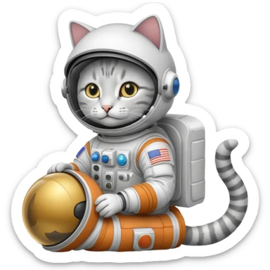 closed Astronaut rides cat sticker