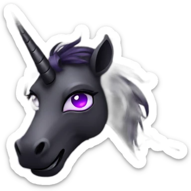 Spooky black unicorn with purple eye and white spider webs sticker