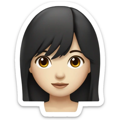 Beautiful girl,Black hair,long hair,Bang hair,Beige eyes,Korean sticker