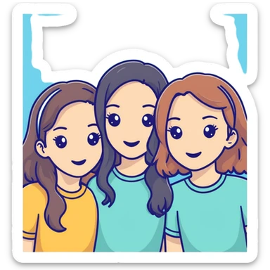 Photo Booth picture of 2 very pretty girls one with wavy hair and one with straight sticker