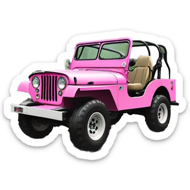 jungle tour 1973 Willy’s pearly pink cj  jeep with installed winch  sticker