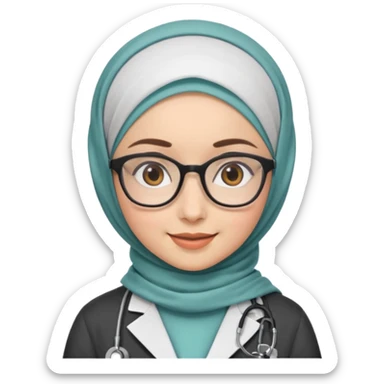doctor girl with glasses with hijab sticker