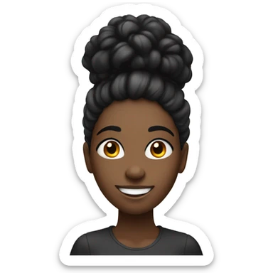 young black lady with bi eyes and big grin, with black hair, she is a software deeloper sticker