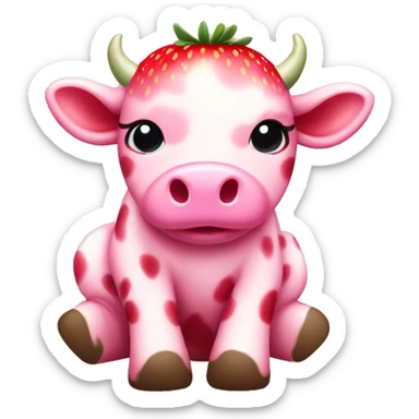 Baby Pink Strawberry Cow  sticker