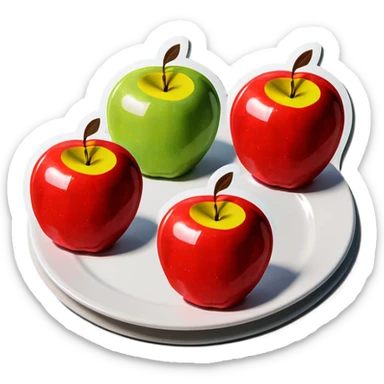All Six apples, side-by-side, sit on a plate sticker
