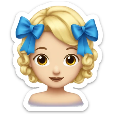 blue hair bow sticker