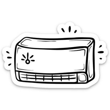 Hand-drawn air conditioner with temperature symbols sticker