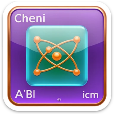 Generate 8 unique emoji-style icons representing chemical element tiles, atomic symbols, colorful science grid blocks, and laboratory chemistry themes. sticker