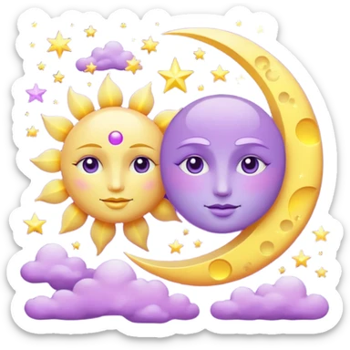lilac sun and moon sticker