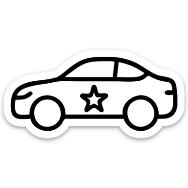 small gold star on the glossy black body of a premium car, clean lines, subtle reflections, modern and simple outlined icon sticker