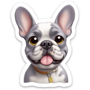 merle lilac french bulldog with name tag that says ricky  sticker