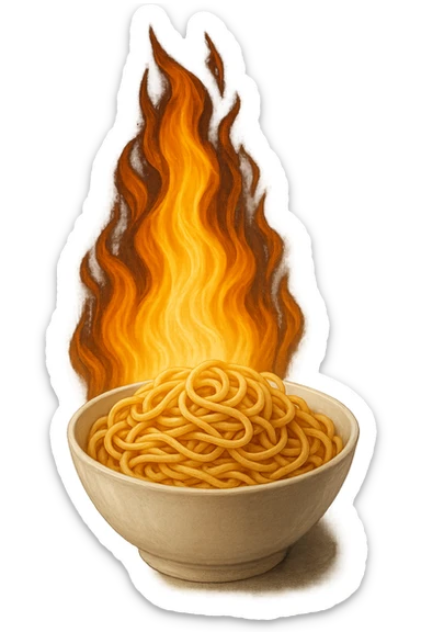 fiamma di metabolismo con bowl di pasta realistici sticker