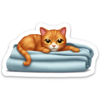 A red cat is lying under the blanket sticker