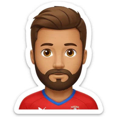 bearded soccer player with red jersey sticker