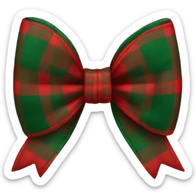 Red and green plaid bow sticker