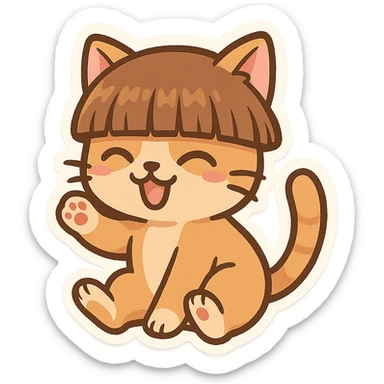 playful and quirky cat with an odd haircut sticker