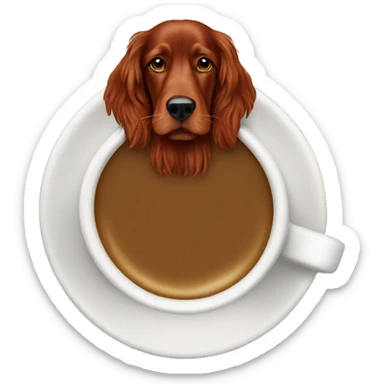 Irish setter with coffee sticker