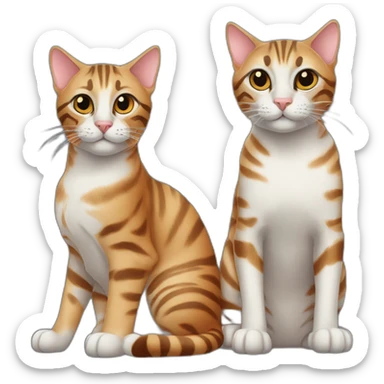 two-cats-bengal-and-small-cat-black-together sticker