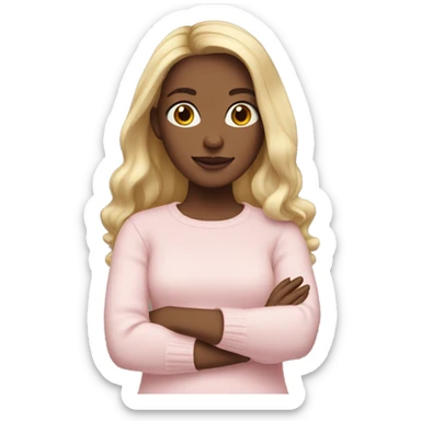Girl with dark blonde hair wearing pale pink sweater sticker