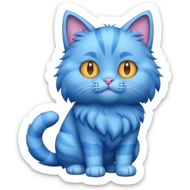 blue cat full body sticker