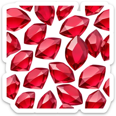 Cinematic Realistic Ruby Emoji, Deep and rich, with a smooth, polished surface gleaming in brilliant red, the facets catching light and casting fiery reflections. The rich color seems to glow with an inner warmth, while a soft, subtle shimmer highlights the edges. Soft glowing outline, capturing the essence of passionate beauty and timeless elegance in a precious ruby. sticker