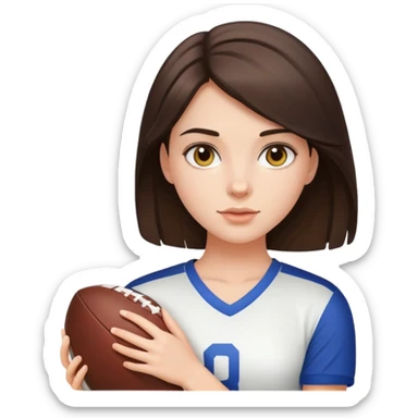 brunette girl with football sticker