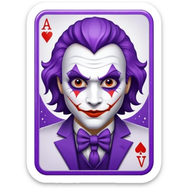 Glitter Purple and White Joker Gangster Card sticker