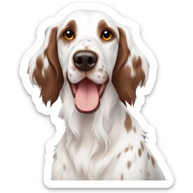 White and brown english setter with uni Brown ears  sticker
