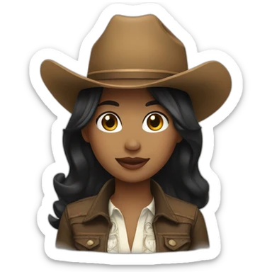cowgirl straight black hair sticker