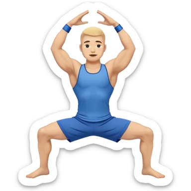 buff man with blue short Crescent Lunge yoga sticker
