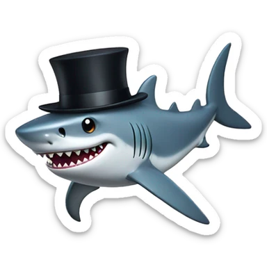 Shark with a top hat sticker
