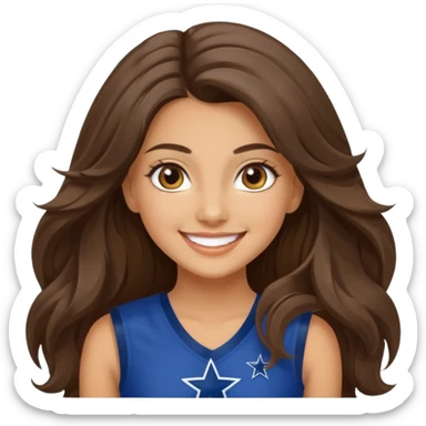 happy long haired brunette girl hazel eyes in dallas cowboy cheerleader outfit sticker