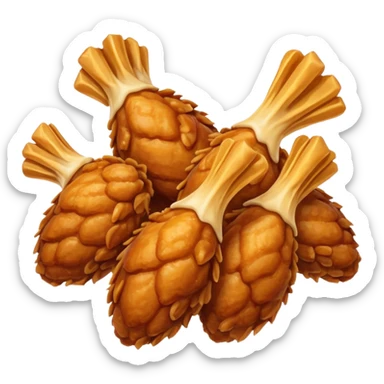 apple style emoji of fried chicken wings, golden and crispy, no text sticker