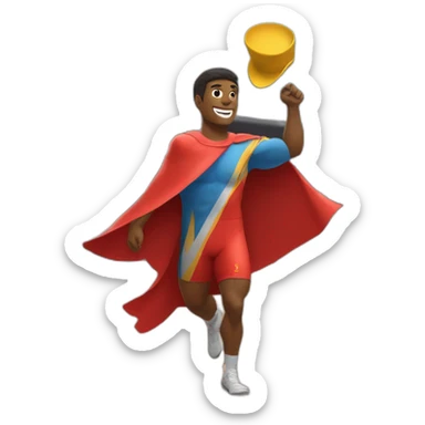 track and field athlete with open arms waving to the crowd. with a bullfighter's hat on his head. and a bullfighting cape in his arm. sticker
