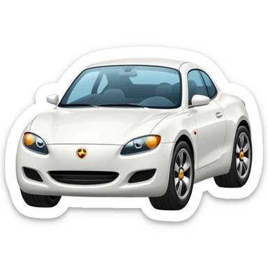 a white car on a black background. Lots of details sticker