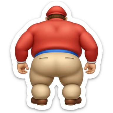 back view of super mario with huge massive buttcheeks  sticker