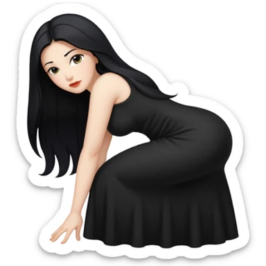 White naked curvy woman with long black hair and big ass side bent over  sticker