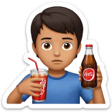 boy refusing a soda sticker