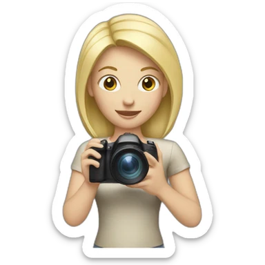 women with blonde hair holding a camera sticker