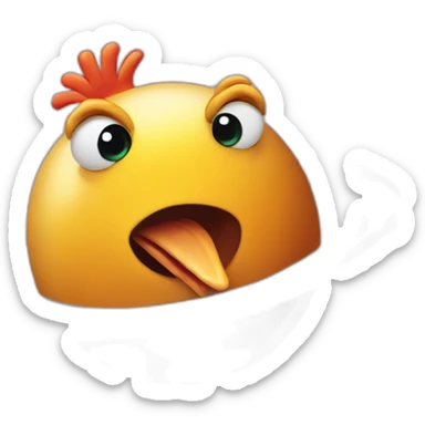 planet Saturn with a cartoon thinking chicken face sticker